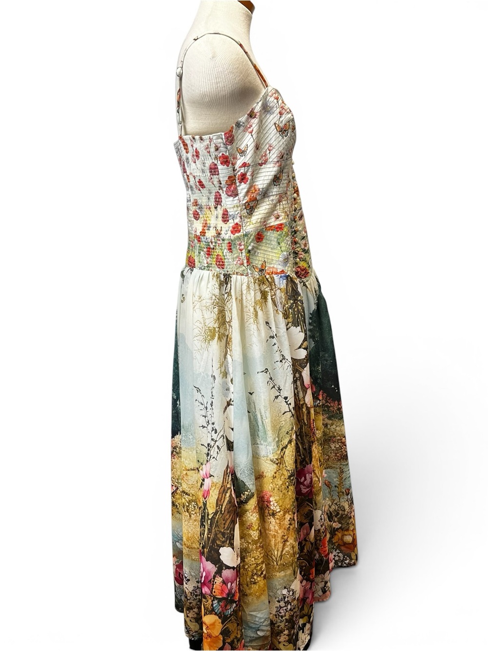 Anthropologie The Muse Floral Landscape Romantic Art to Wear Midi Dress Large - Picture 9 of 12